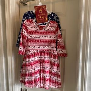 NWT 2-Pack Emma & Elsa Christmas Dresses - Size: 6